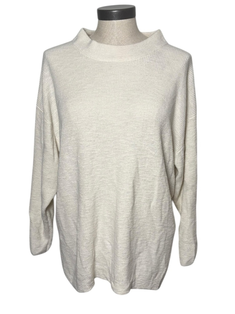 Free People Beach Oversized Knit Sweater Cream Boho Large Vacation Resortwear